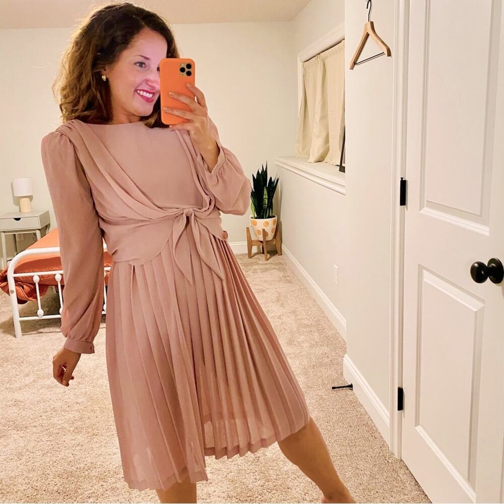 Vintage Emily Taylor Pink Long Sleeve Mini Dress Small